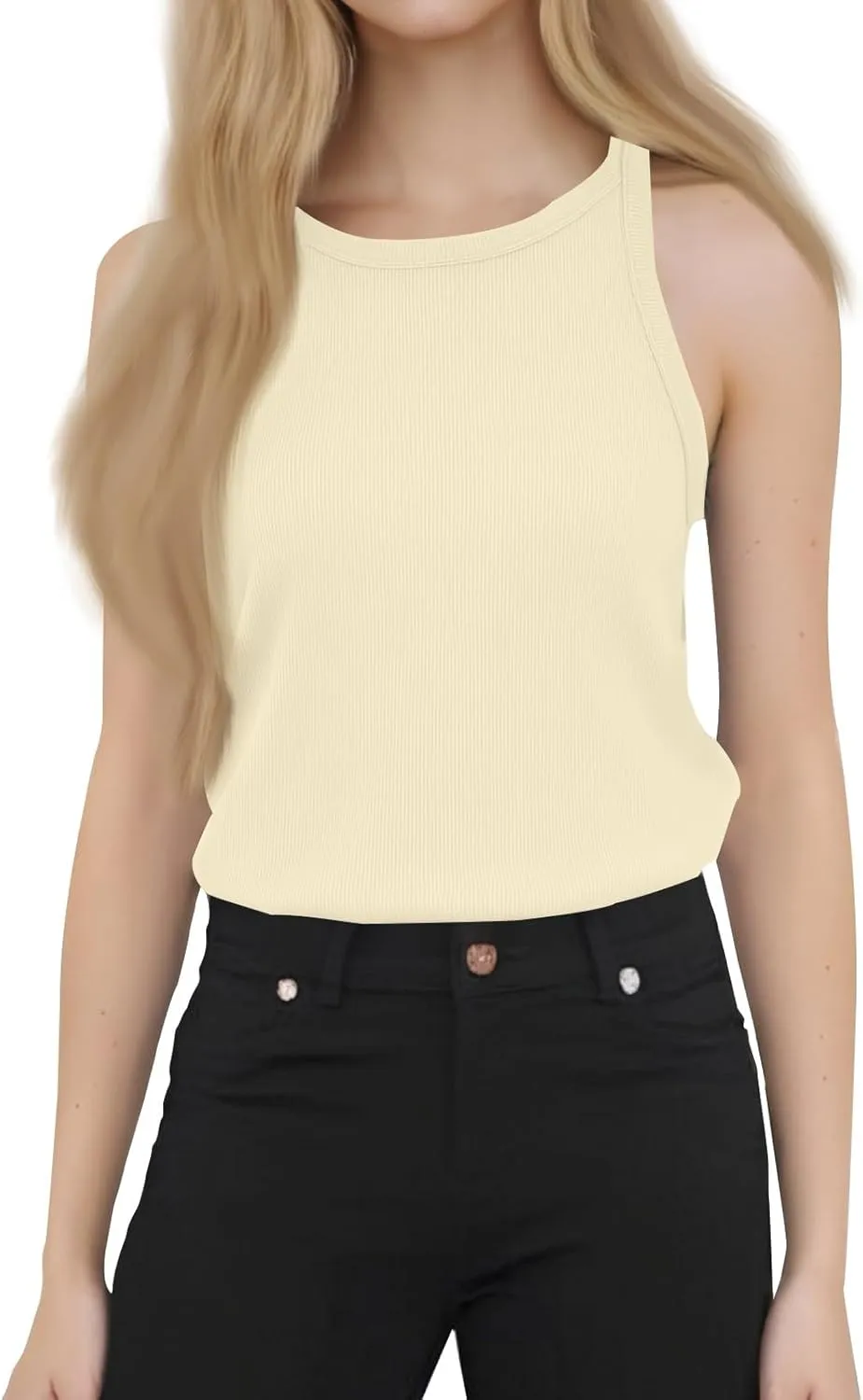 Womens 2025 Slim Fit Camisole Casual Breathable Crewneck Tank Tops Summer Basic Gym Sport Undershirts T-Shirts