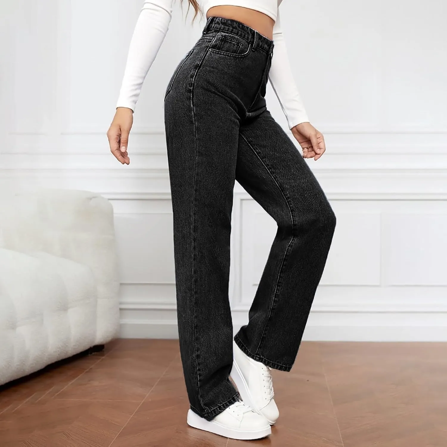 Women's Baggy Jeans Sweatpants Jeans High Waisted Jeans Wide Straight Leg Denim Pants Boyfriend Jeans