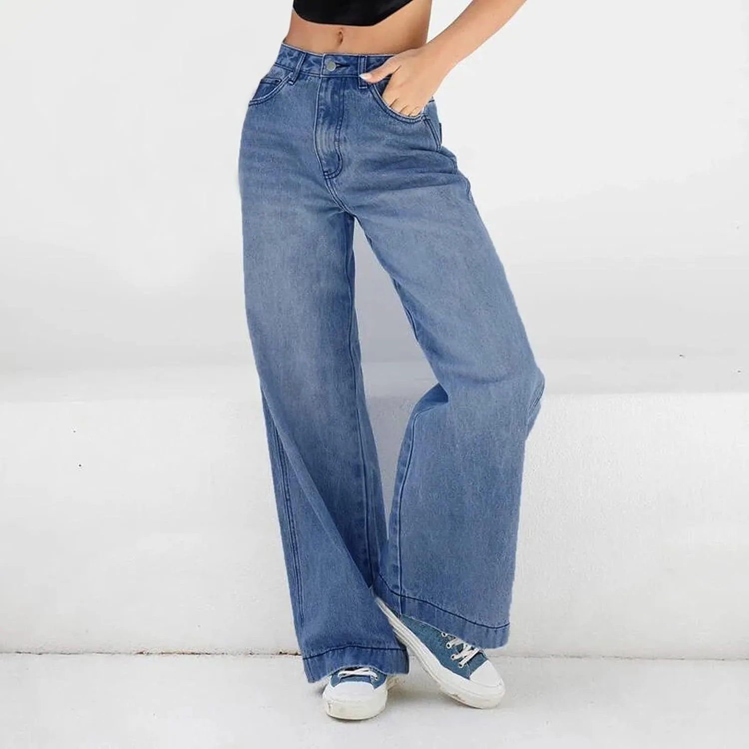 Women's Baggy Jeans Sweatpants Jeans High Waisted Jeans Wide Straight Leg Denim Pants Boyfriend Jeans