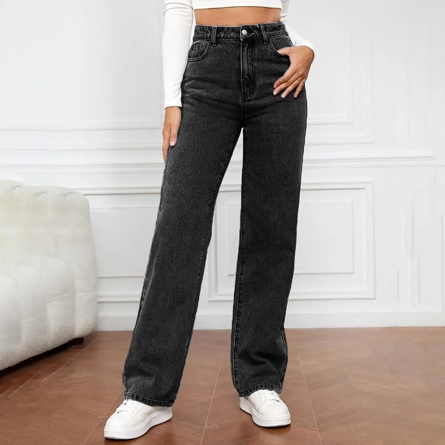 Women's Baggy Jeans Sweatpants Jeans High Waisted Jeans Wide Straight Leg Denim Pants Boyfriend Jeans