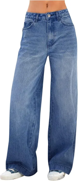 Women's Baggy Jeans Sweatpants Jeans High Waisted Jeans Wide Straight Leg Denim Pants Boyfriend Jeans