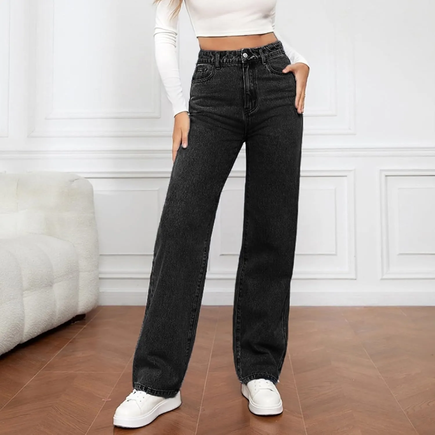 Women's Baggy Jeans Sweatpants Jeans High Waisted Jeans Wide Straight Leg Denim Pants Boyfriend Jeans