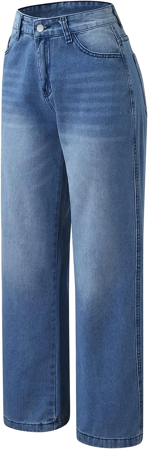 Women's Baggy Jeans Sweatpants Jeans High Waisted Jeans Wide Straight Leg Denim Pants Boyfriend Jeans