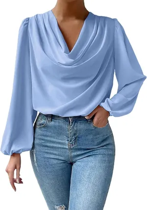 Women's Blouse Plus Size Casual Shirt Soft Comfy Long Sleeve Sexy V Neck Shirt Tops Work Pullover Tops