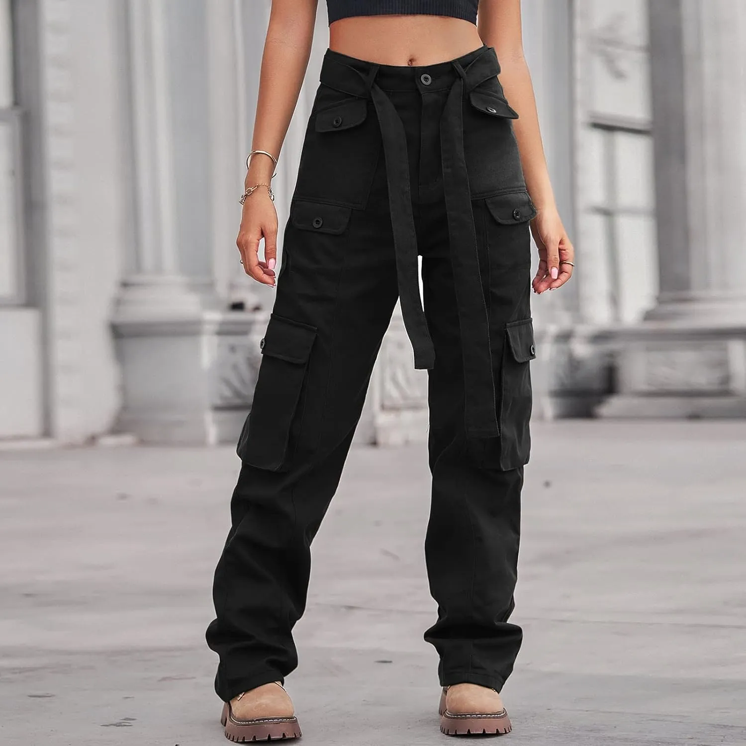 Womens Cargo Pants with Pockets Plus Size Hiking Pants Stretchy Combat Pants Casual Pants Fashion Streetwear