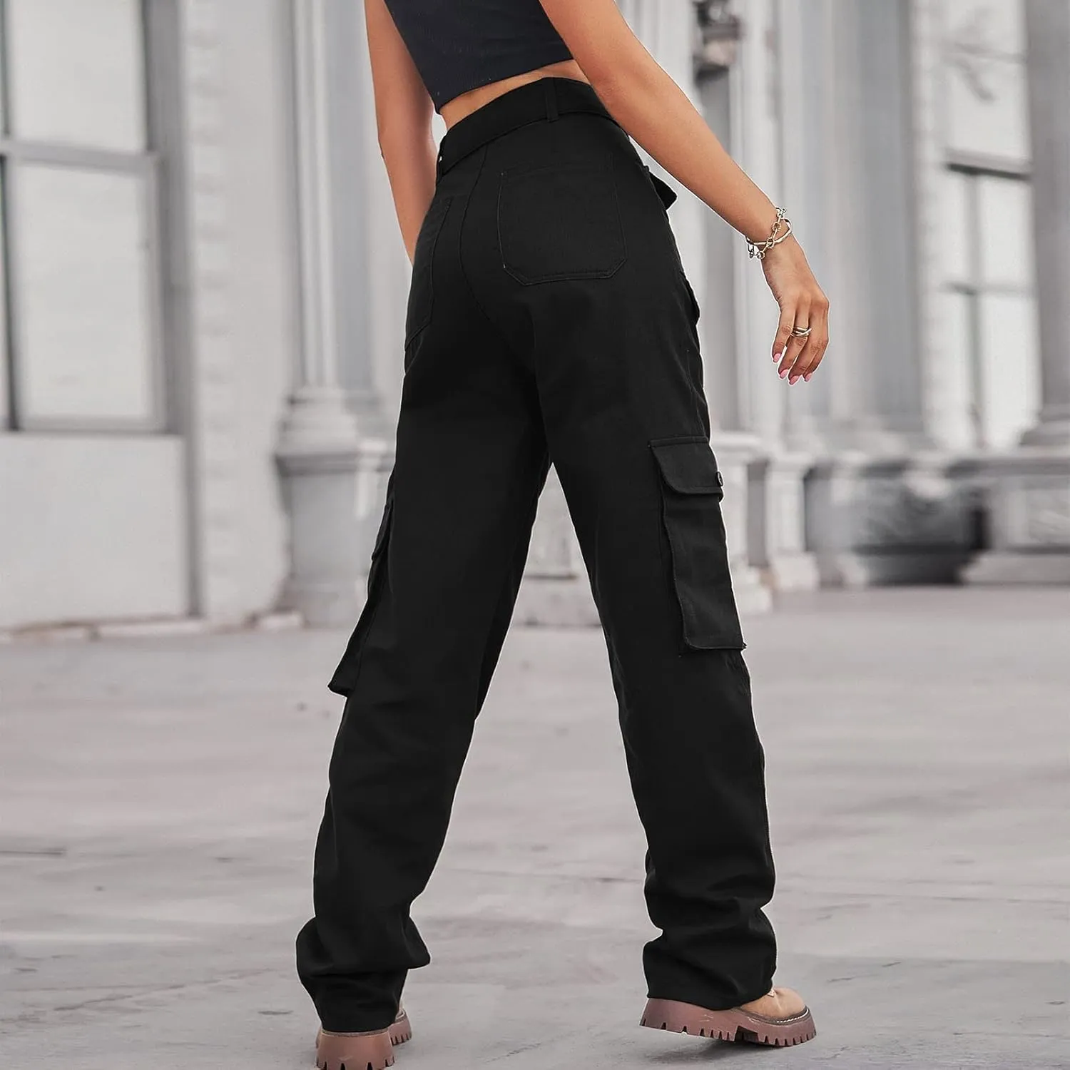 Womens Cargo Pants with Pockets Plus Size Hiking Pants Stretchy Combat Pants Casual Pants Fashion Streetwear