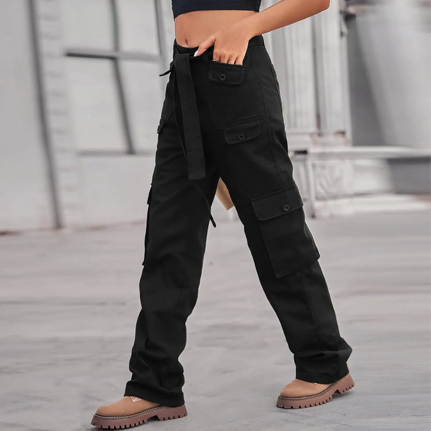 Womens Cargo Pants with Pockets Plus Size Hiking Pants Stretchy Combat Pants Casual Pants Fashion Streetwear