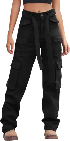 Womens Cargo Pants with Pockets Plus Size Hiking Pants Stretchy Combat Pants Casual Pants Fashion Streetwear