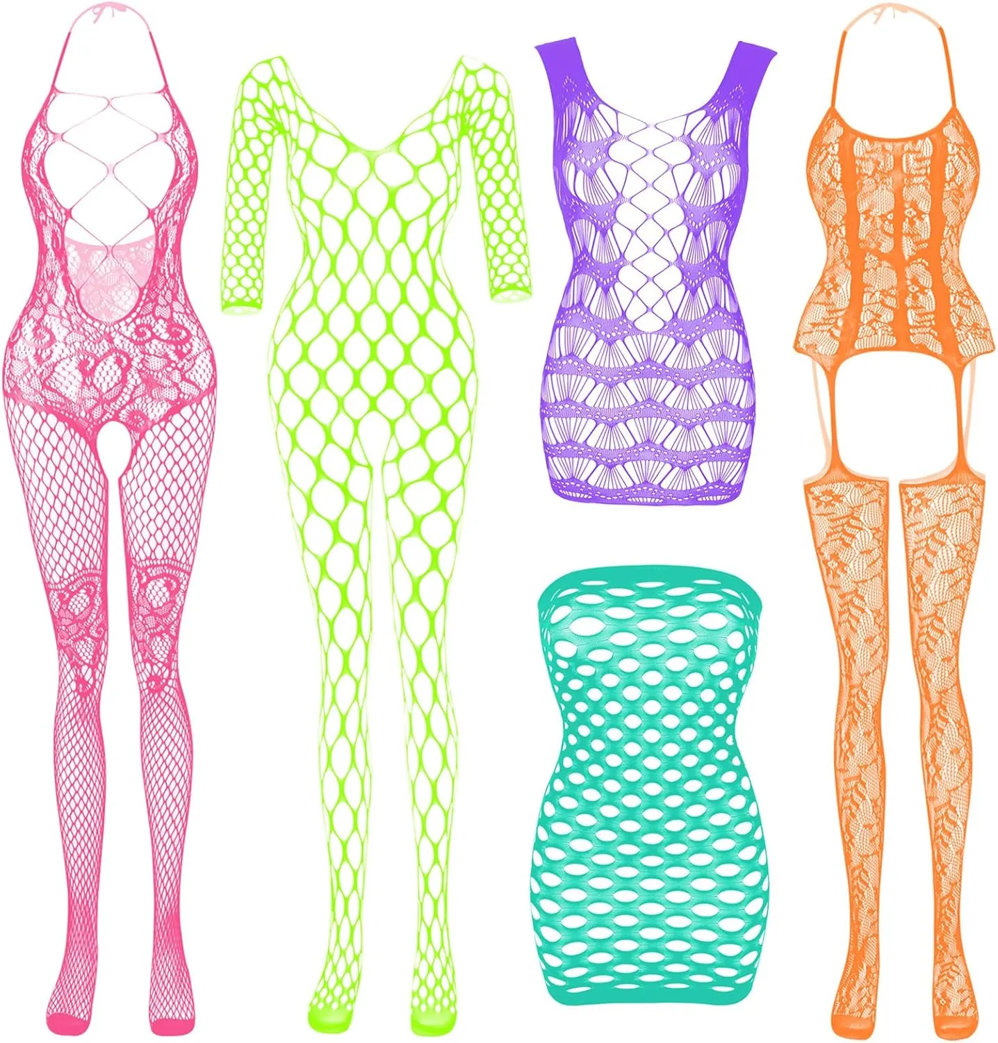 Women's Fishnet Lingerie Lace Stockings Bodysuits Mesh Babydoll for Women