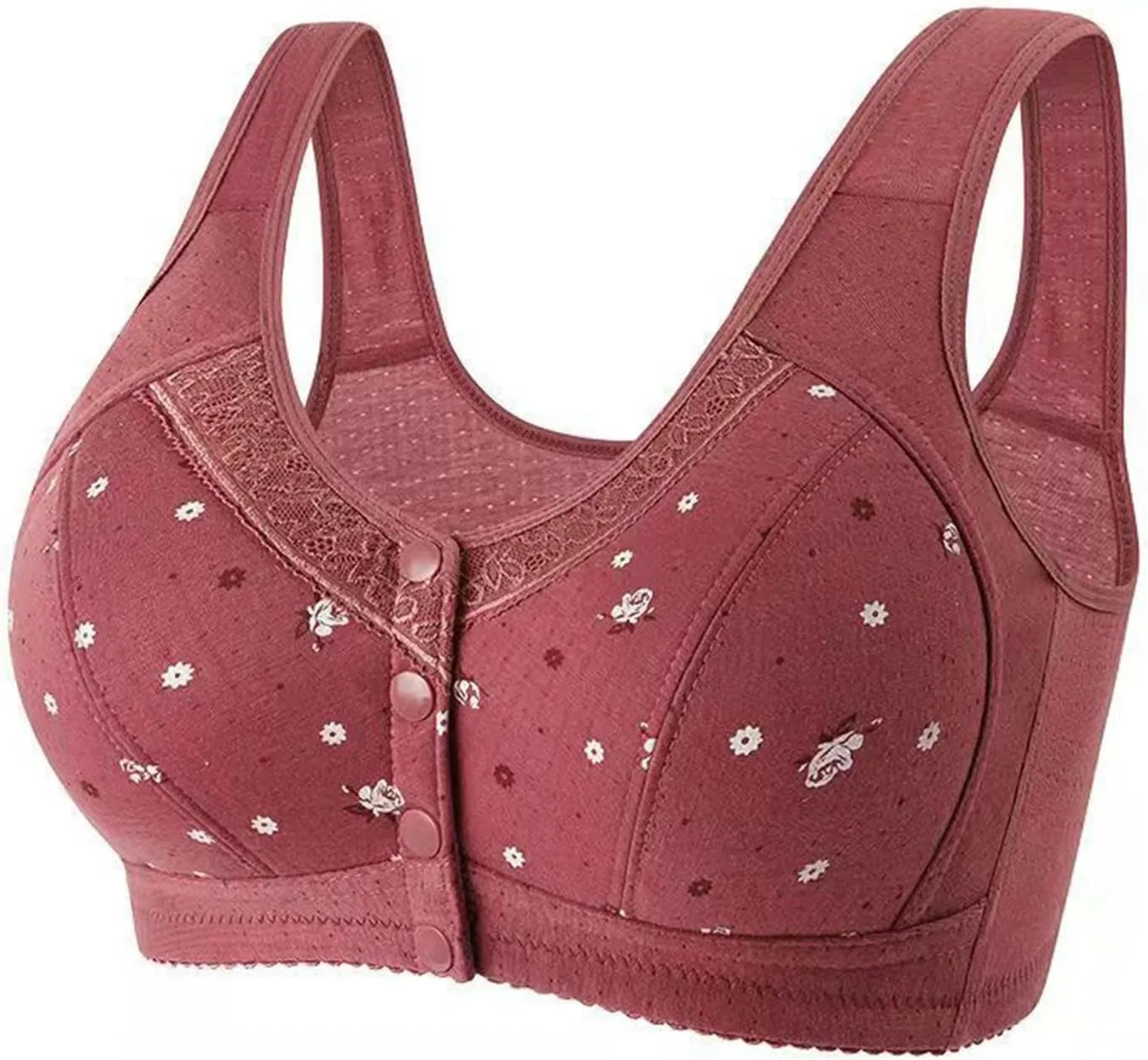 Womens Front Button Everyday Bra No Underwire Push Up Nursing Bras Breathable Comfortable Plus Size Underwear