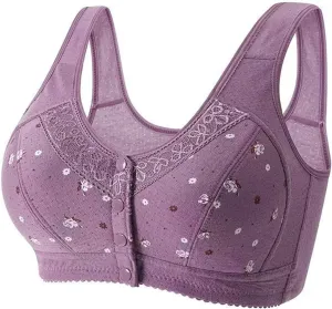 Womens Front Button Everyday Bra No Underwire Push Up Nursing Bras Breathable Comfortable Plus Size Underwear