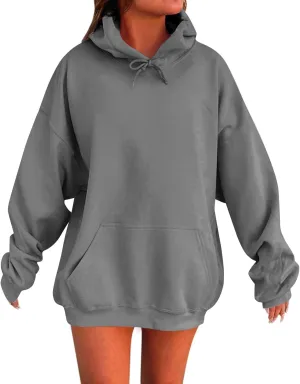 Womens Oversized Hoodies Winter Cute Sweatshirts Pullover 2024 Fashion Tops Trendy Outfits Loose Fit Solid Hoodies