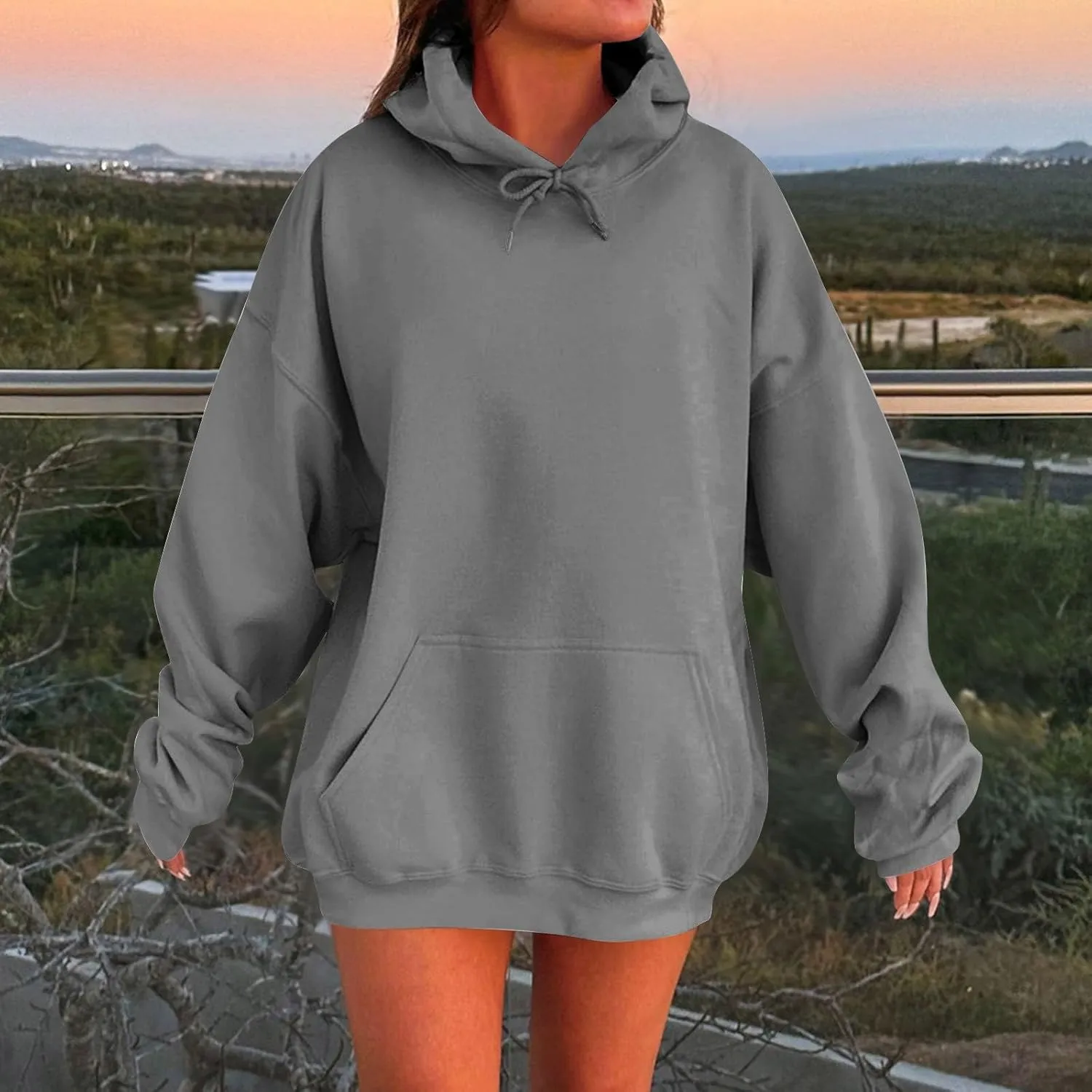 Womens Oversized Hoodies Winter Cute Sweatshirts Pullover 2024 Fashion Tops Trendy Outfits Loose Fit Solid Hoodies