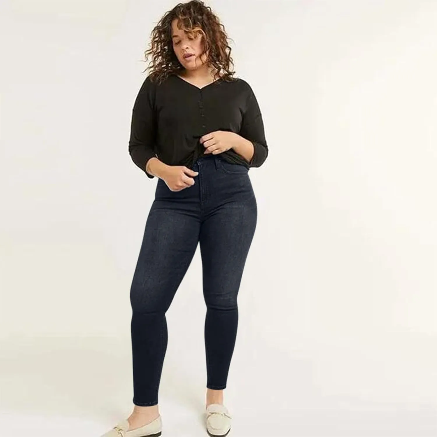 Womens Plus Size Jeans Stretch Sculpting High Waisted Jeans Casual Slim Fit Ankle Jeans 2024 Skinny Denim Curvy Jeans