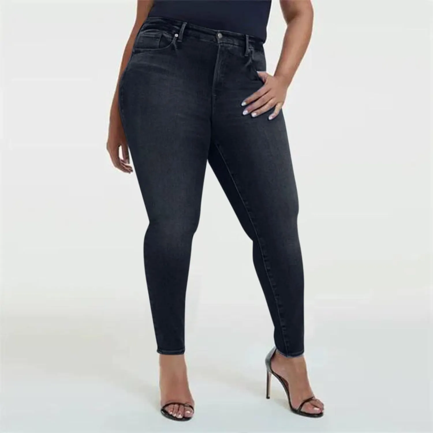 Womens Plus Size Jeans Stretch Sculpting High Waisted Jeans Casual Slim Fit Ankle Jeans 2024 Skinny Denim Curvy Jeans