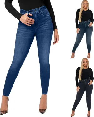Womens Plus Size Jeans Stretch Sculpting High Waisted Jeans Casual Slim Fit Ankle Jeans 2024 Skinny Denim Curvy Jeans