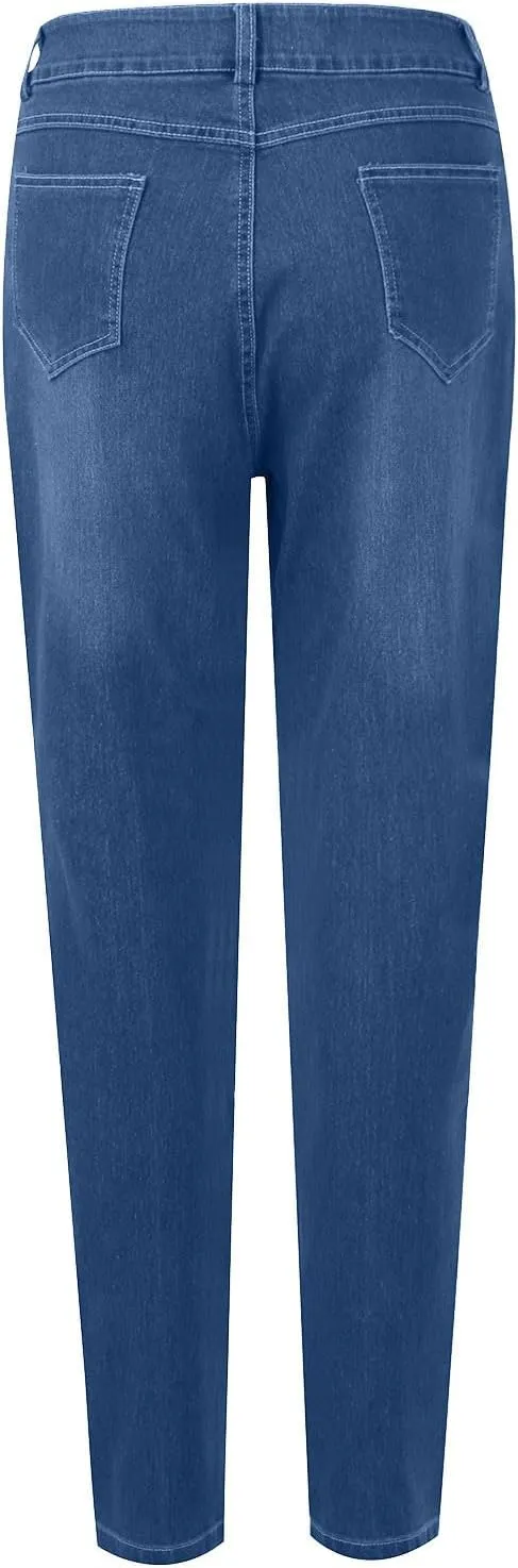 Womens Plus Size Jeans Stretch Sculpting High Waisted Jeans Casual Slim Fit Ankle Jeans 2024 Skinny Denim Curvy Jeans