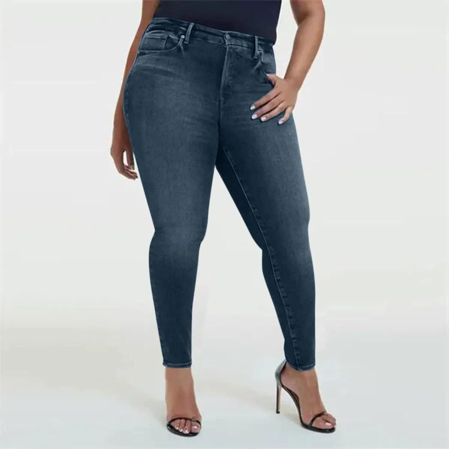 Womens Plus Size Jeans Stretch Sculpting High Waisted Jeans Casual Slim Fit Ankle Jeans 2024 Skinny Denim Curvy Jeans