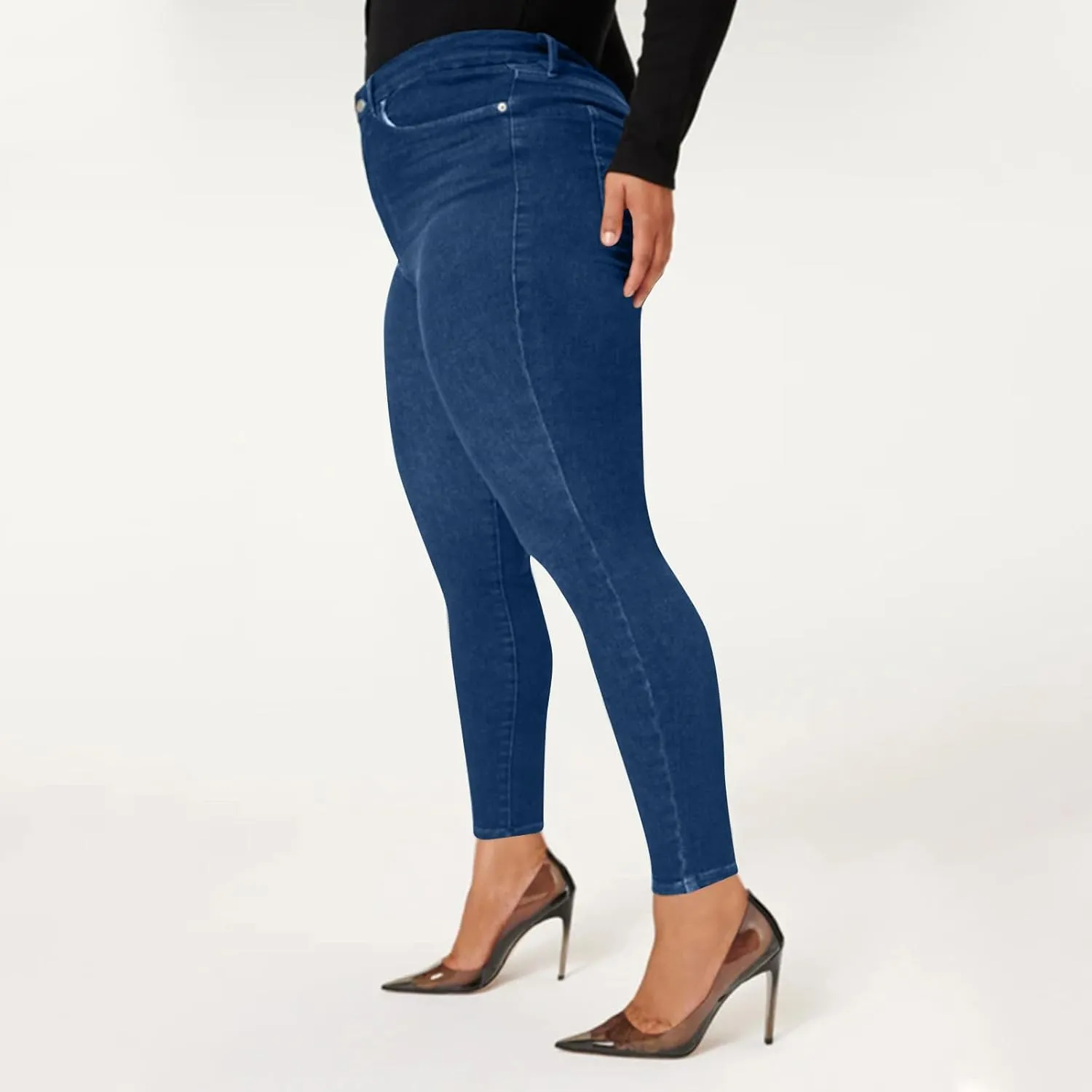 Womens Plus Size Jeans Stretch Sculpting High Waisted Jeans Casual Slim Fit Ankle Jeans 2024 Skinny Denim Curvy Jeans
