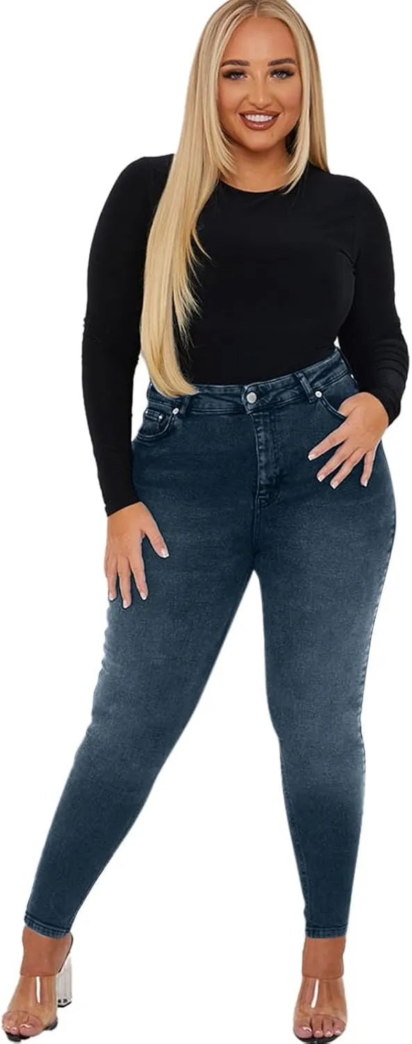 Womens Plus Size Jeans Stretch Sculpting High Waisted Jeans Casual Slim Fit Ankle Jeans 2024 Skinny Denim Curvy Jeans