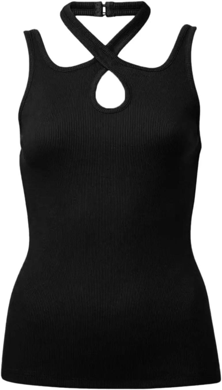 Women's Sexy Strap Neck Tank Tops Summer Casual Basic Tee Shirts 2025 Trendy Y2k Tops Outfits Slim Fit