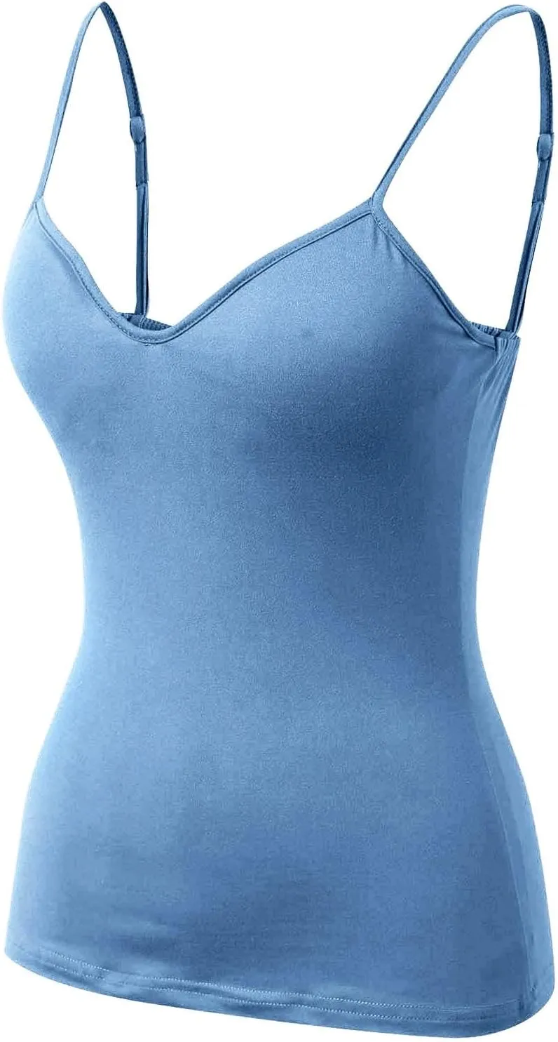 Women's Shelf Bra Tank Top Racerback Summer Cami Yoga Shirts Cotton Undershirt