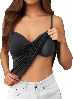 Women's Shelf Bra Tank Top Racerback Summer Cami Yoga Shirts Cotton Undershirt