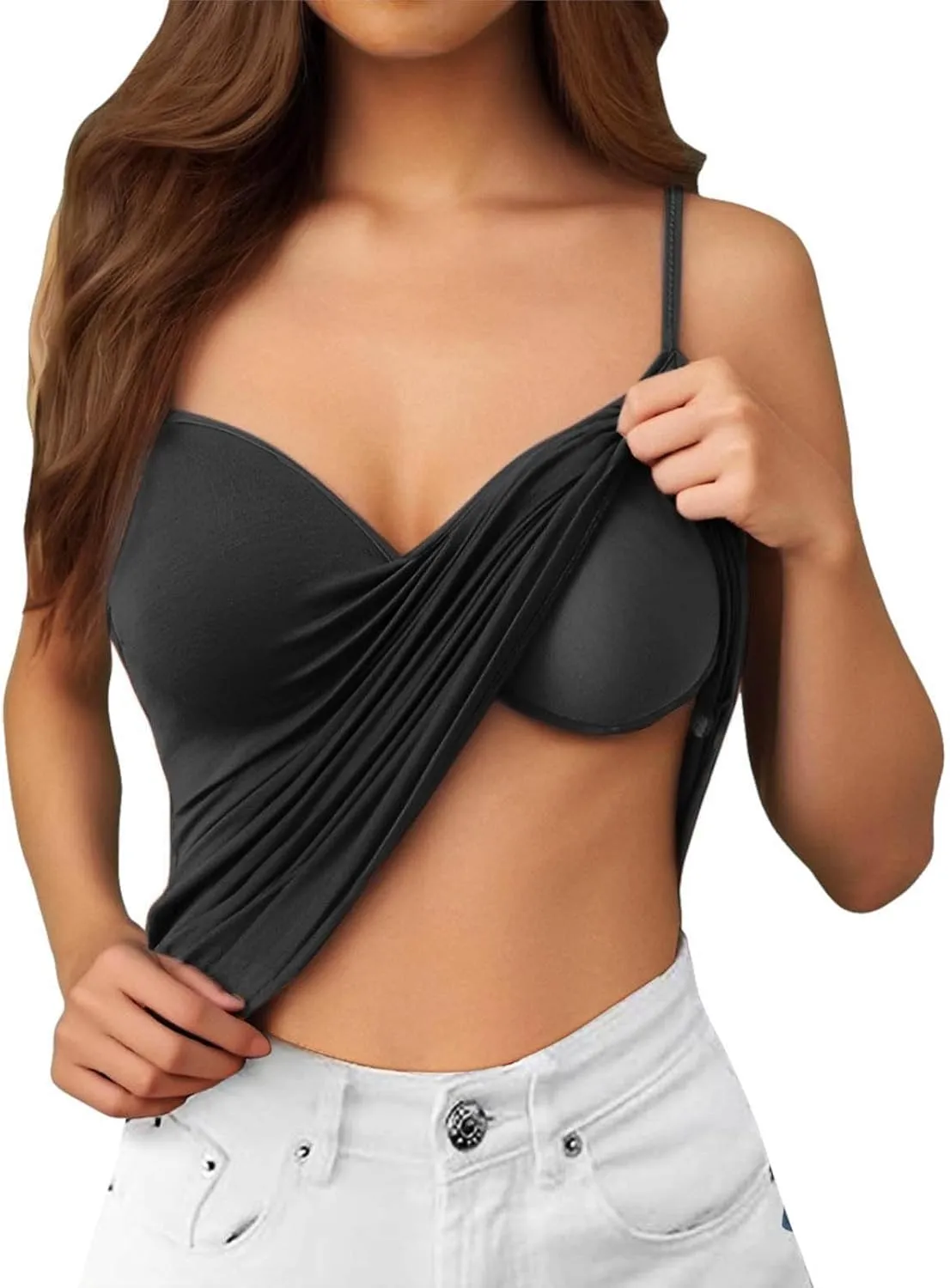 Women's Shelf Bra Tank Top Racerback Summer Cami Yoga Shirts Cotton Undershirt