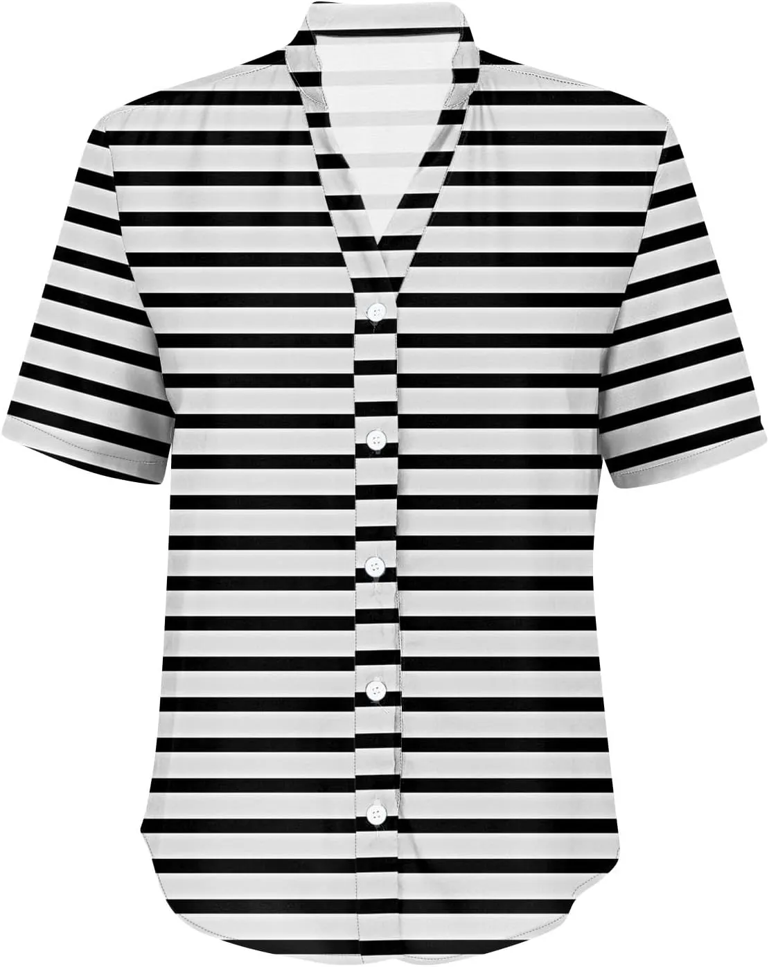 Womens Short Sleeve Casual Print Button Down Shirts Summer Soft Fashion Cotton Linen Blouses Tops Trendy