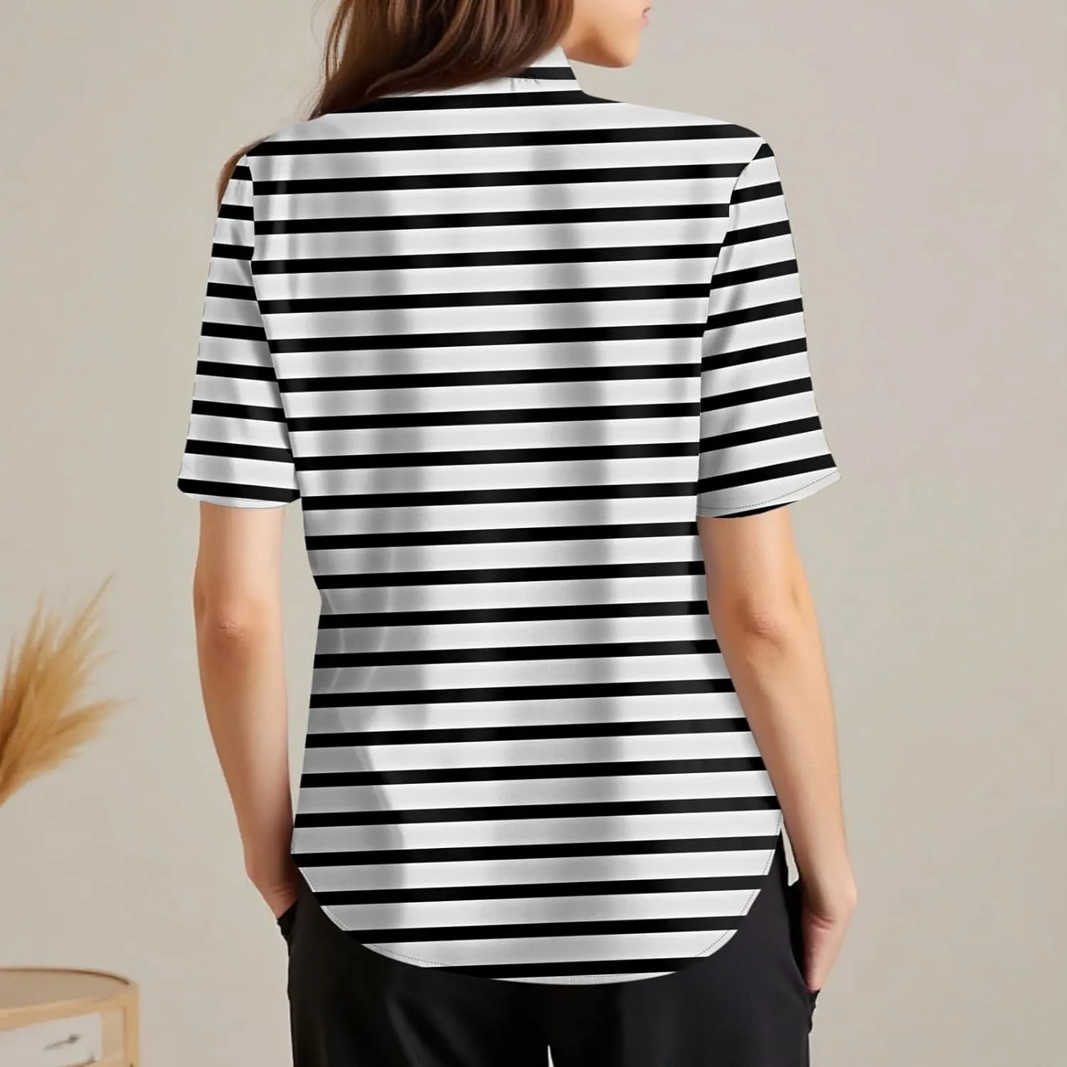 Womens Short Sleeve Casual Print Button Down Shirts Summer Soft Fashion Cotton Linen Blouses Tops Trendy