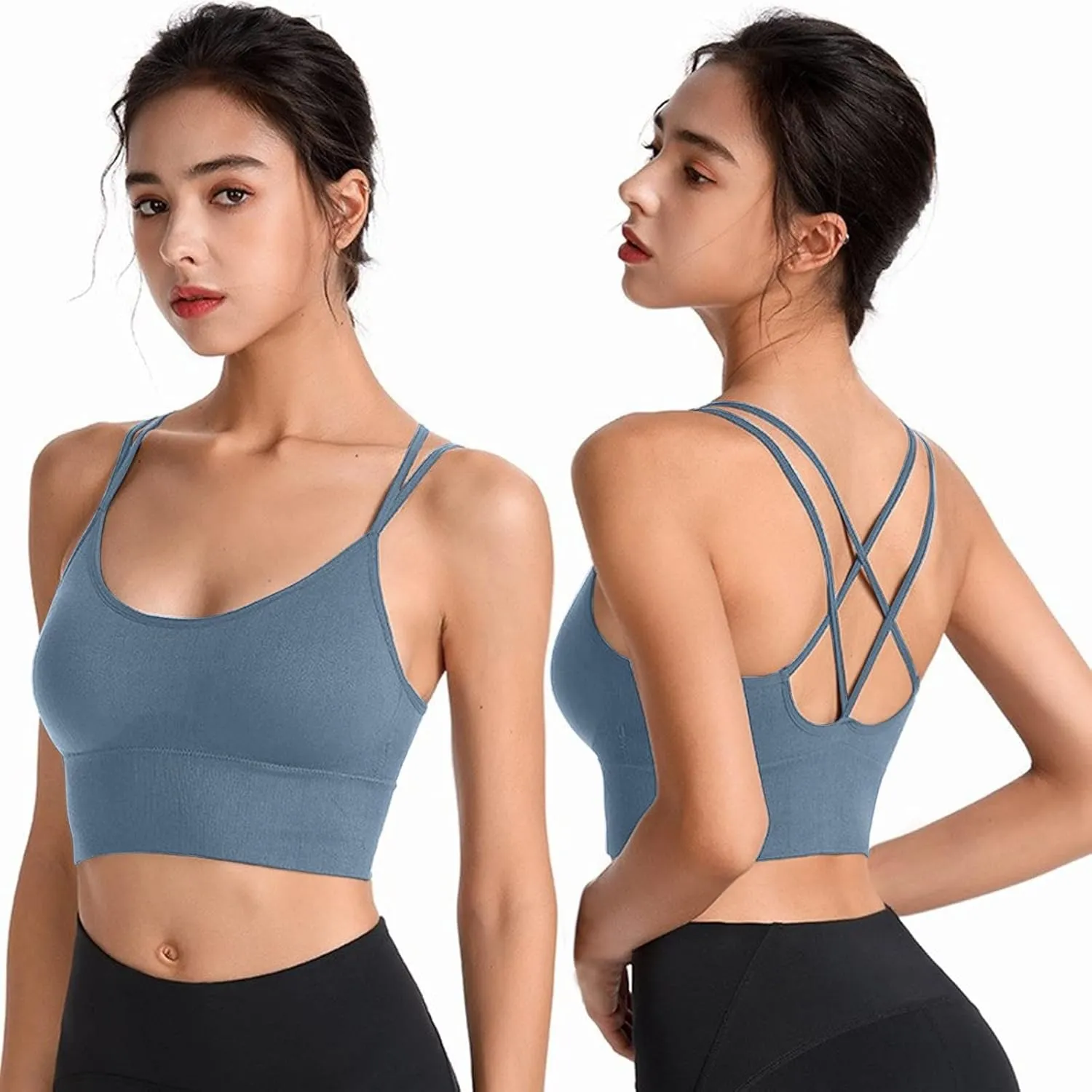Womens Sports Bras Cross Back Workout Bras Quick Dry Shockproof Running Fitness Bra for Yoga Fitness