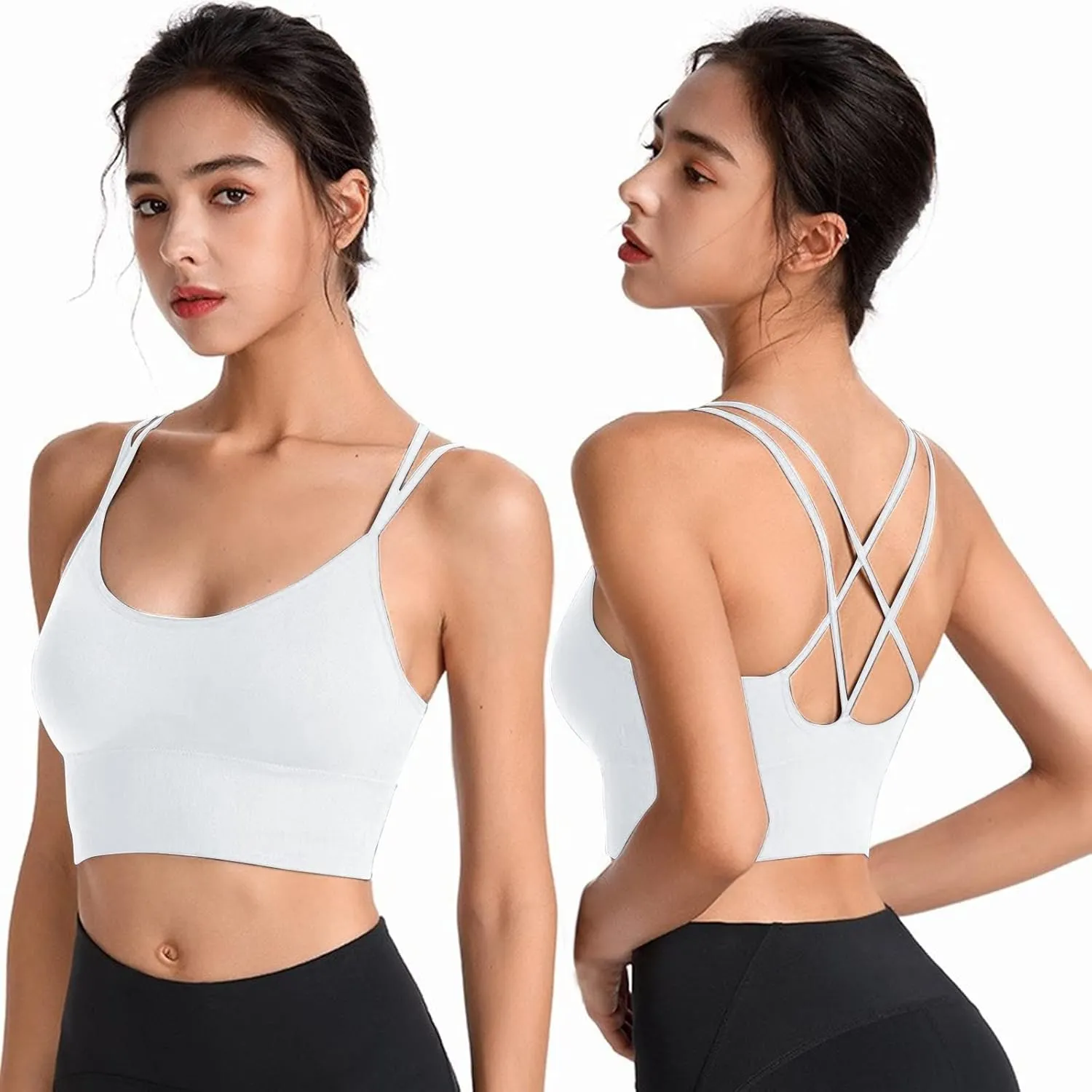 Womens Sports Bras Cross Back Workout Bras Quick Dry Shockproof Running Fitness Bra for Yoga Fitness