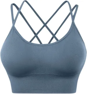 Womens Sports Bras Cross Back Workout Bras Quick Dry Shockproof Running Fitness Bra for Yoga Fitness