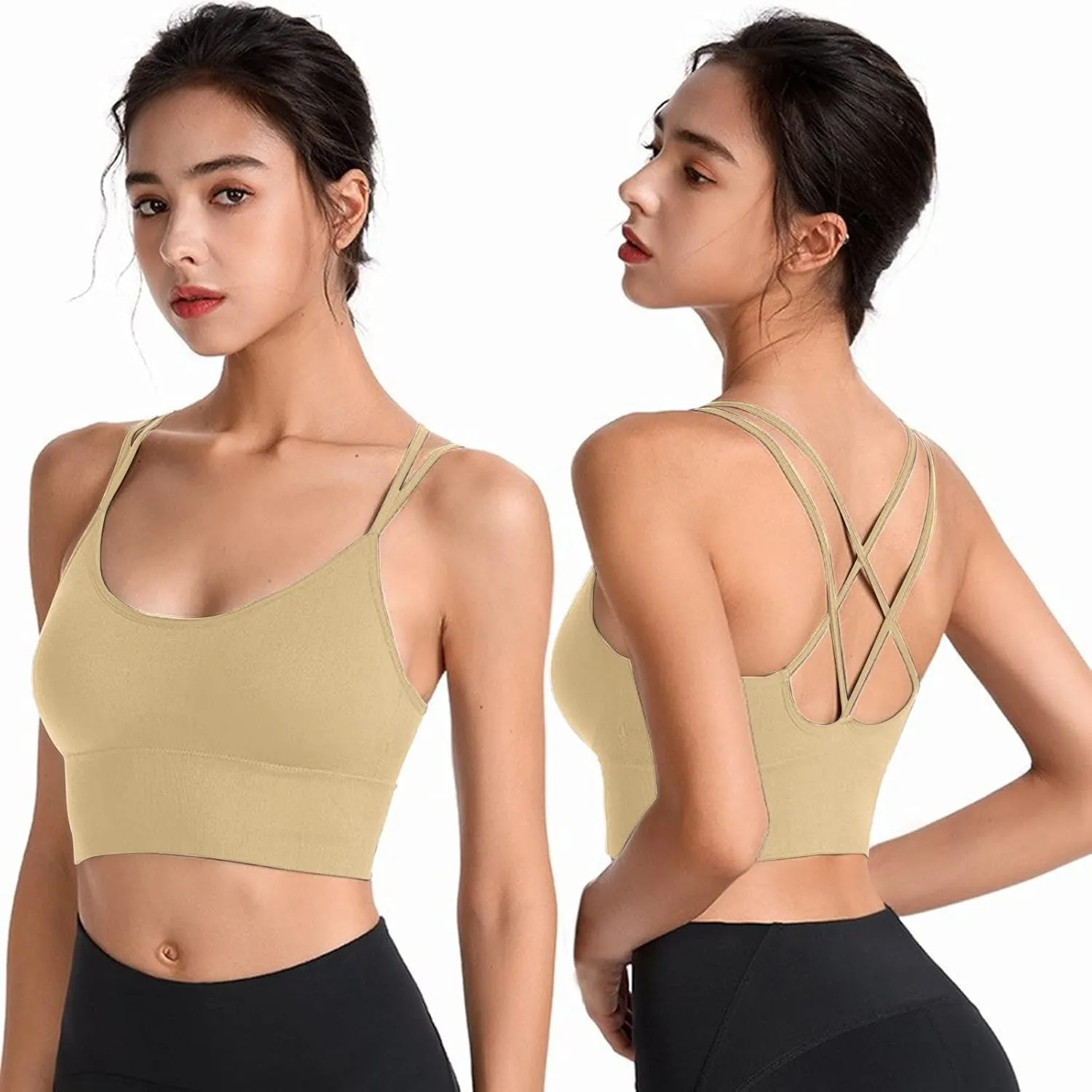 Womens Sports Bras Cross Back Workout Bras Quick Dry Shockproof Running Fitness Bra for Yoga Fitness