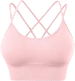 Womens Sports Bras Cross Back Workout Bras Quick Dry Shockproof Running Fitness Bra for Yoga Fitness