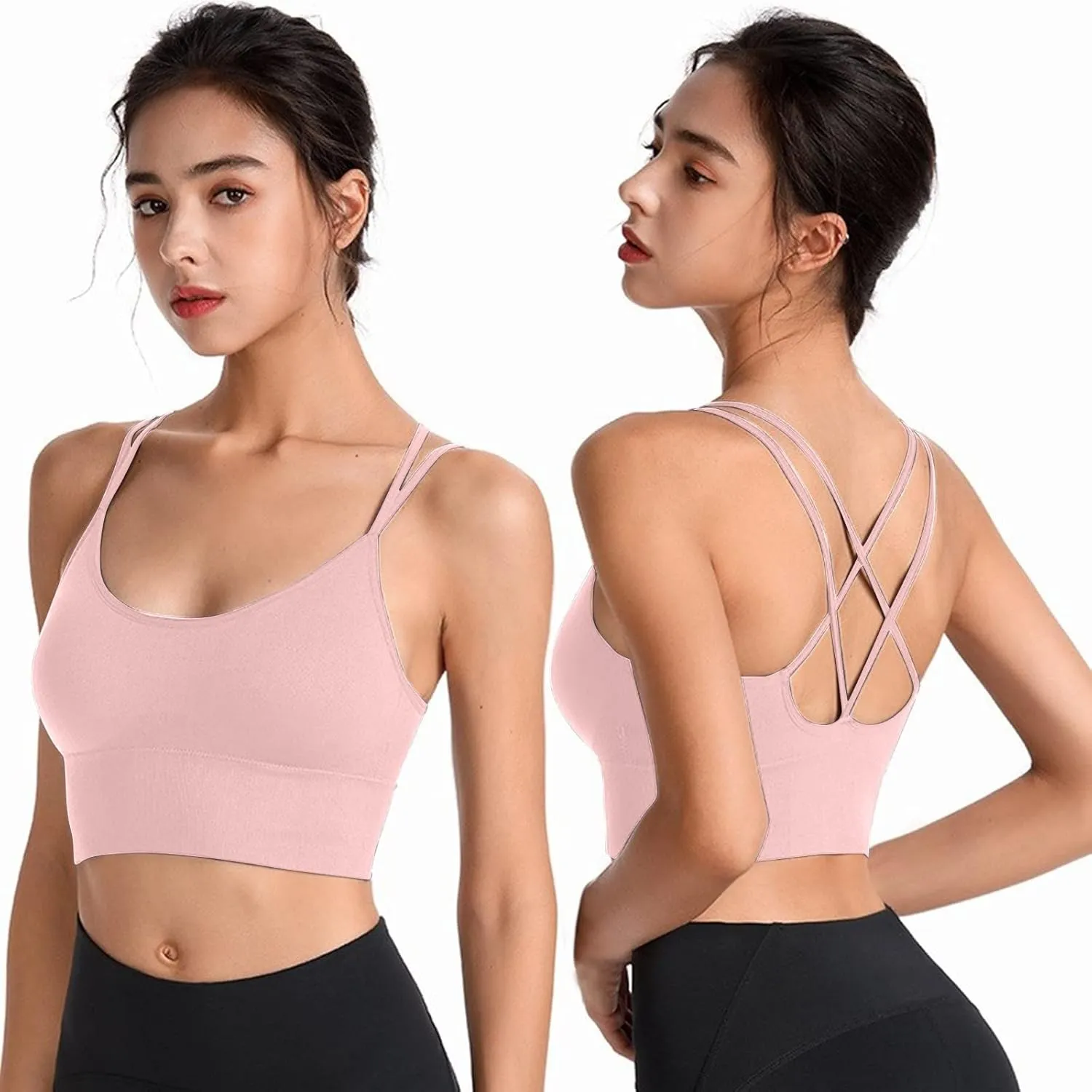 Womens Sports Bras Cross Back Workout Bras Quick Dry Shockproof Running Fitness Bra for Yoga Fitness