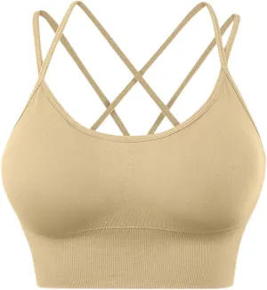 Womens Sports Bras Cross Back Workout Bras Quick Dry Shockproof Running Fitness Bra for Yoga Fitness
