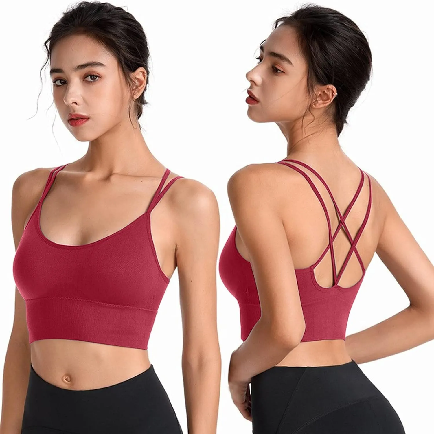 Womens Sports Bras Cross Back Workout Bras Quick Dry Shockproof Running Fitness Bra for Yoga Fitness