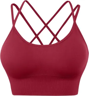 Womens Sports Bras Cross Back Workout Bras Quick Dry Shockproof Running Fitness Bra for Yoga Fitness