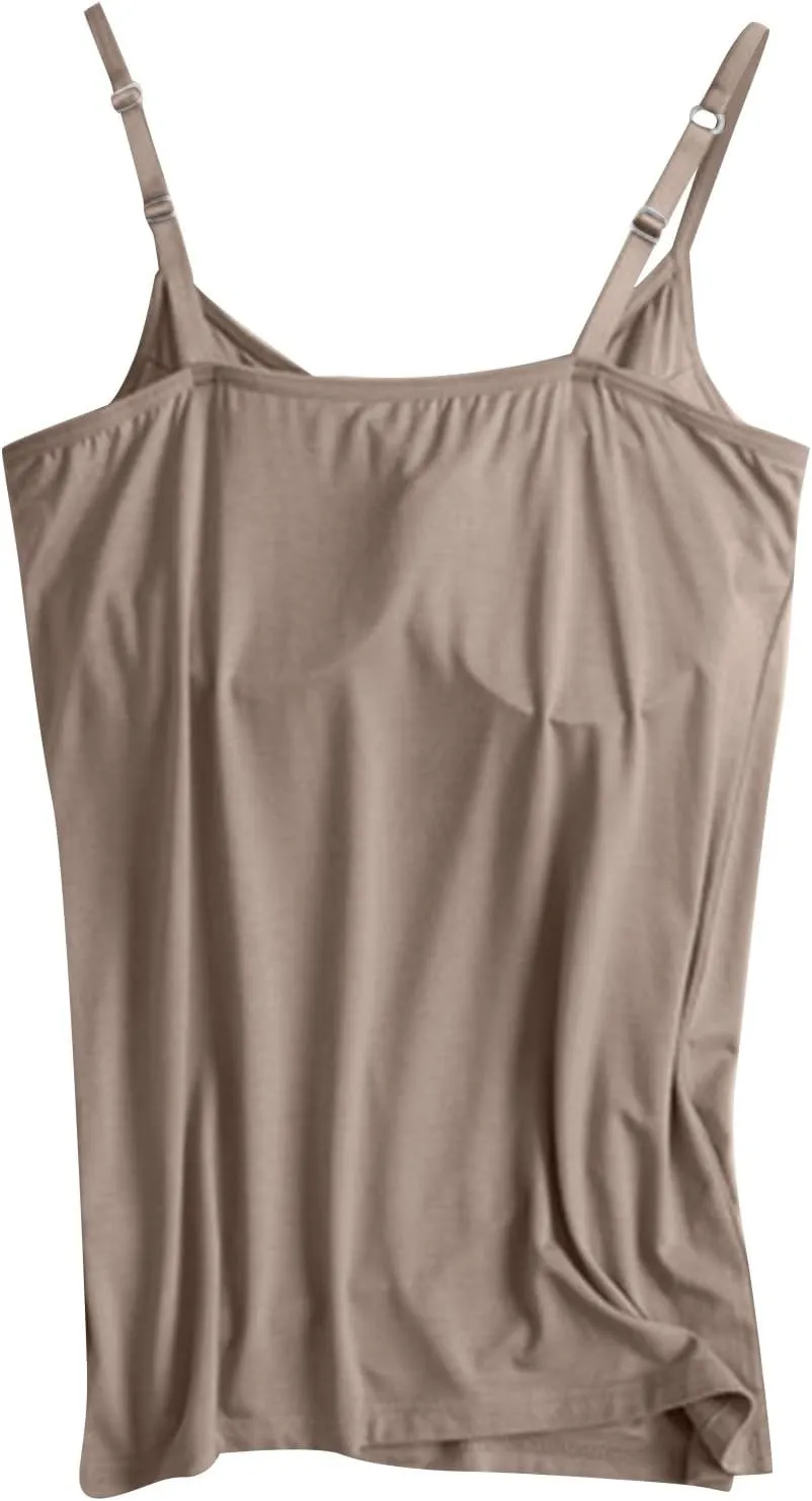 Womens Summer Tank Top Camisole with Bottom and Chest Pad Sexy Oversized Athletic Underwear Built in Bra