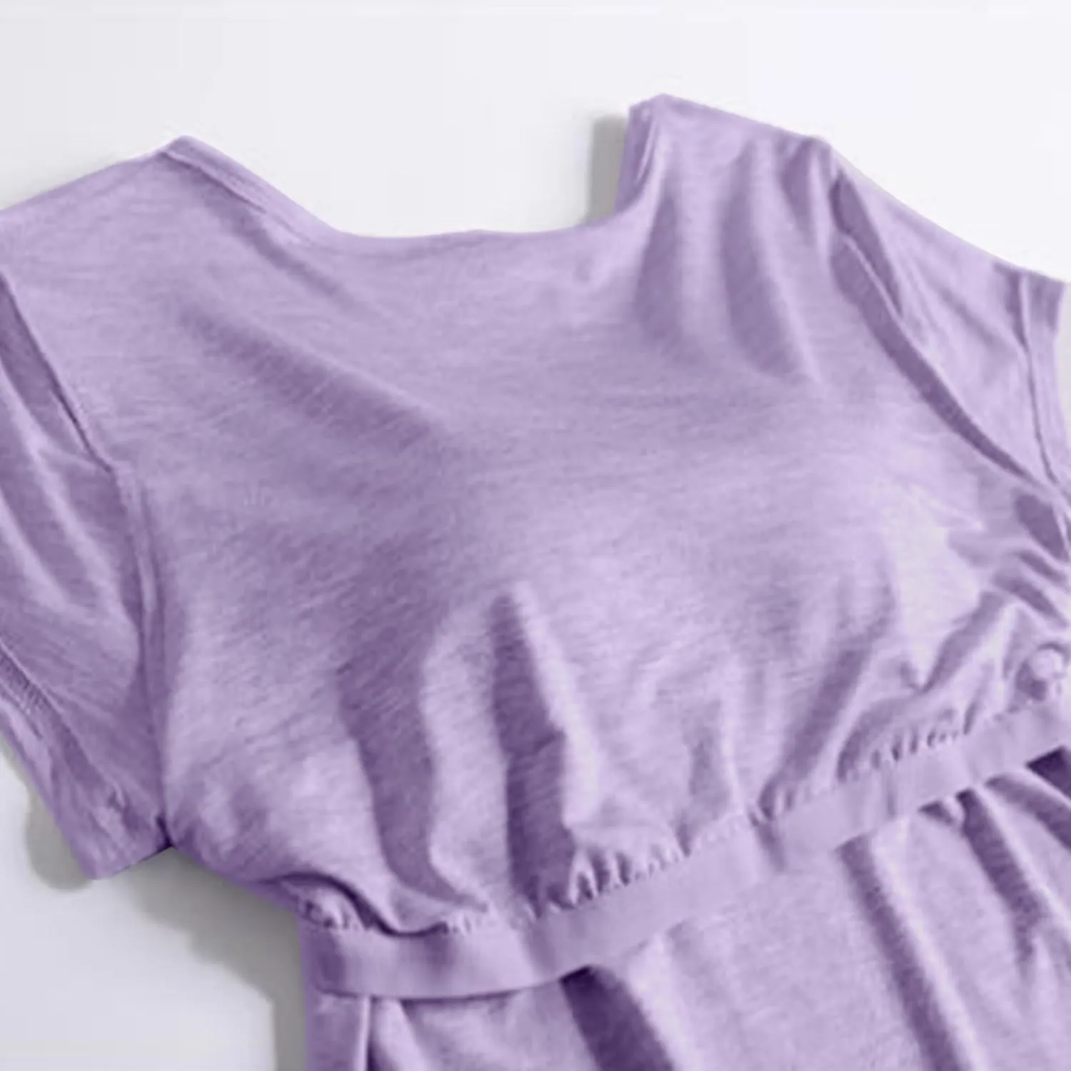 Women's T Shirt with Built-in Bra Short Sleeve Shirts Padded Active Tee Comfy Athletic Shelf Bras Yoga Workout Shirt