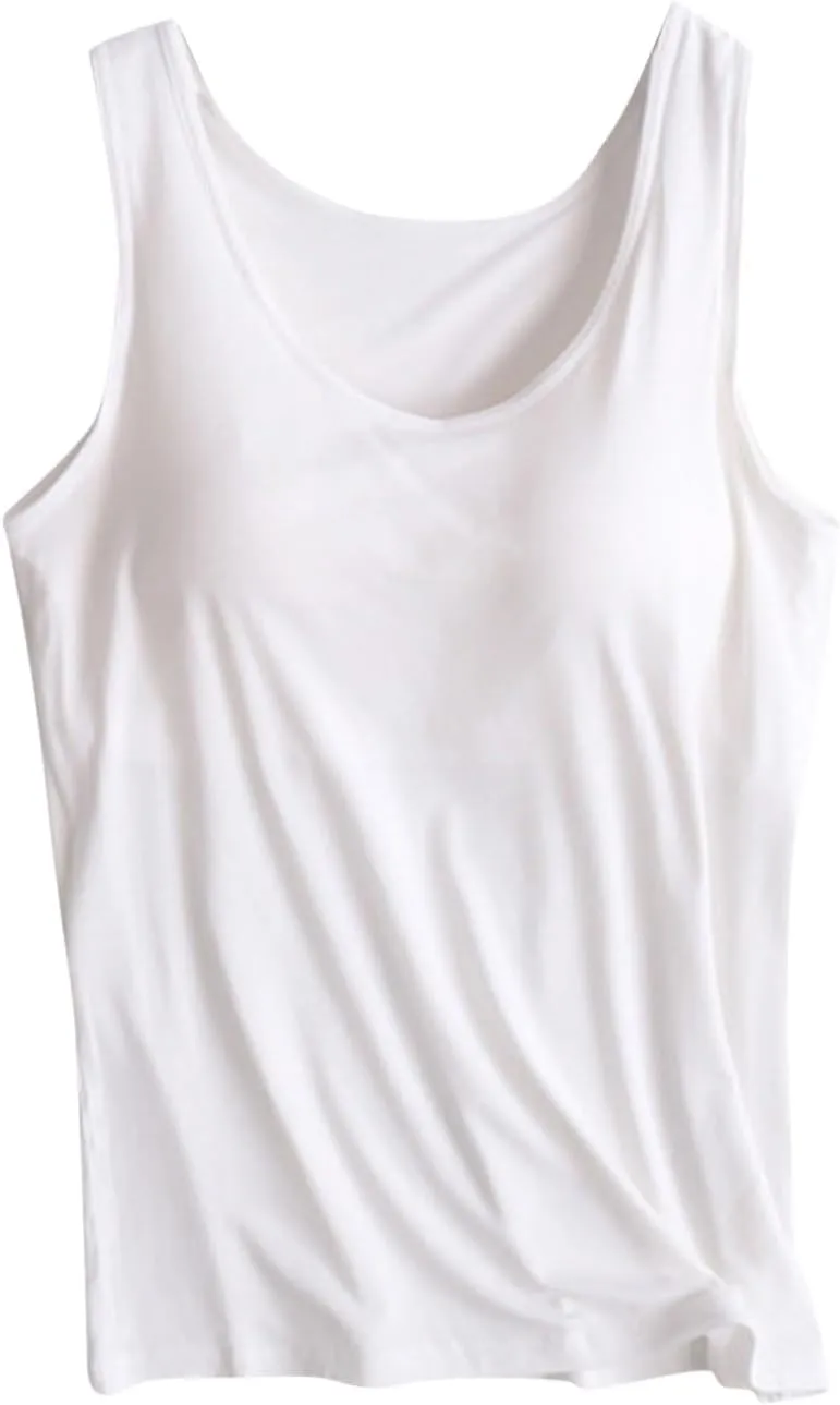 Womens Tank Tops with Built in Bra Summer Basic Padded Yoga Shirt Shelf Bras Workout Camisole Casual Modal Undershirt