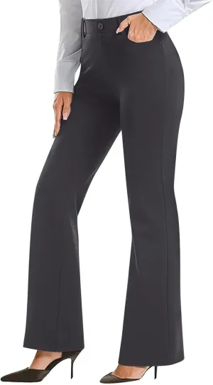 Womens Work Pants Business Casual Dress Pants Bootcut Trousers Pants with Pockets Ladies High Waisted Pants