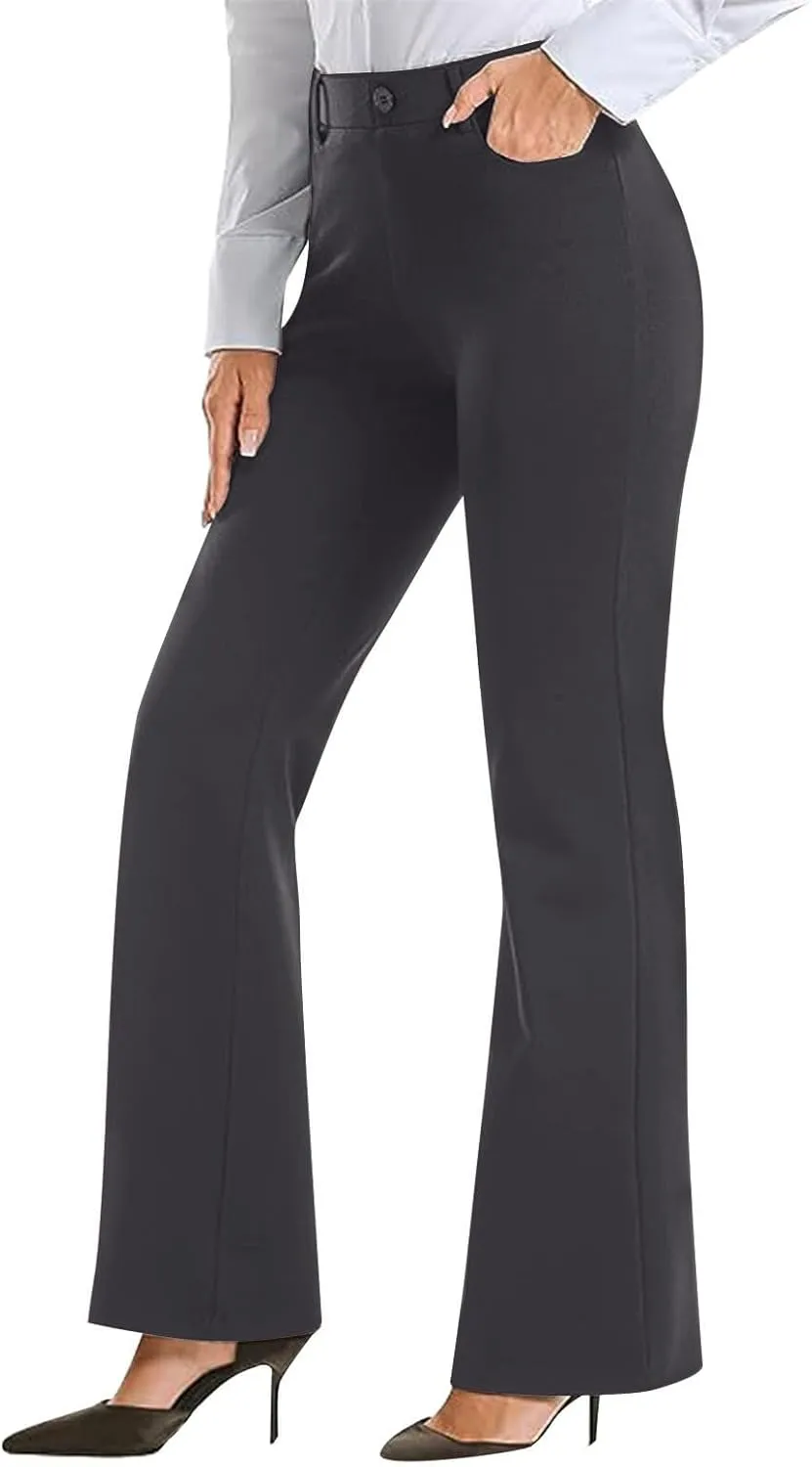 Womens Work Pants Business Casual Dress Pants Bootcut Trousers Pants with Pockets Ladies High Waisted Pants