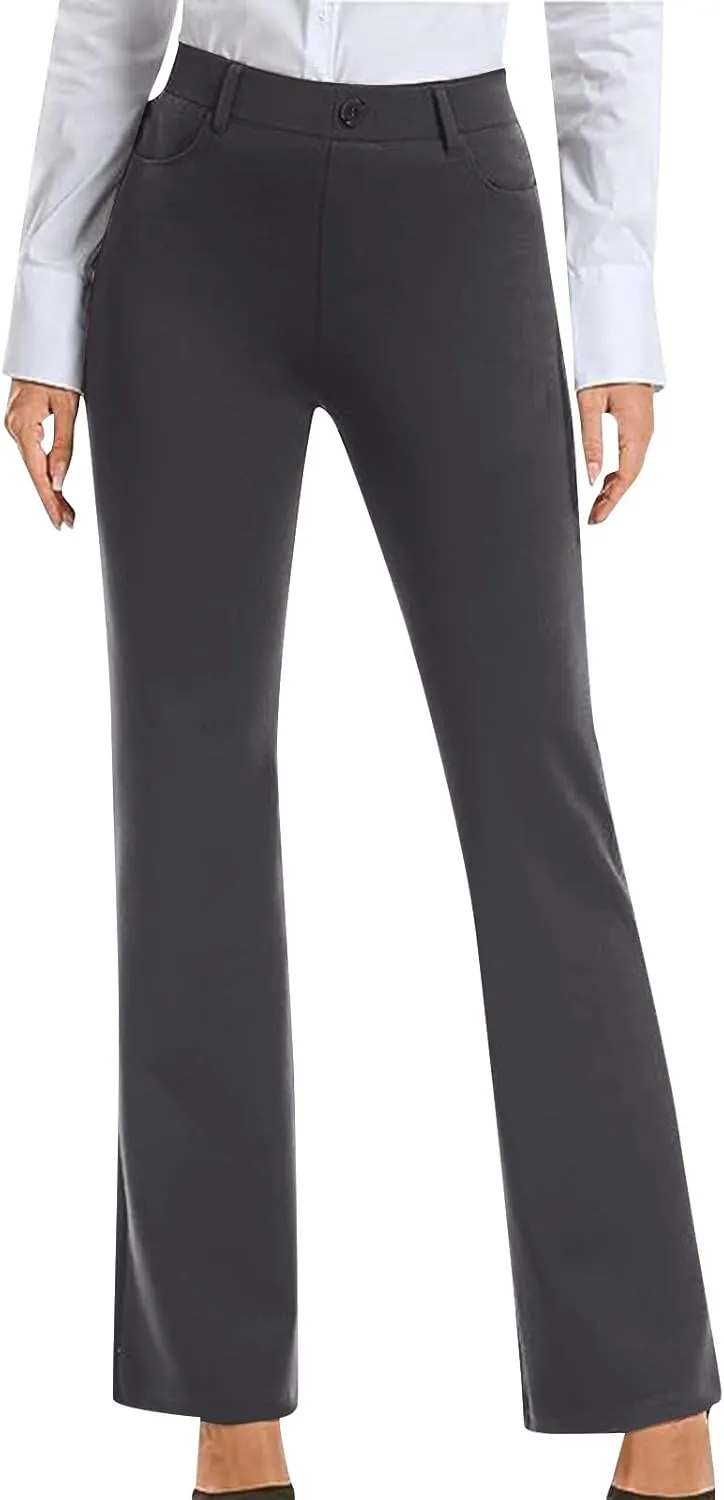 Womens Work Pants Business Casual Dress Pants Bootcut Trousers Pants with Pockets Ladies High Waisted Pants