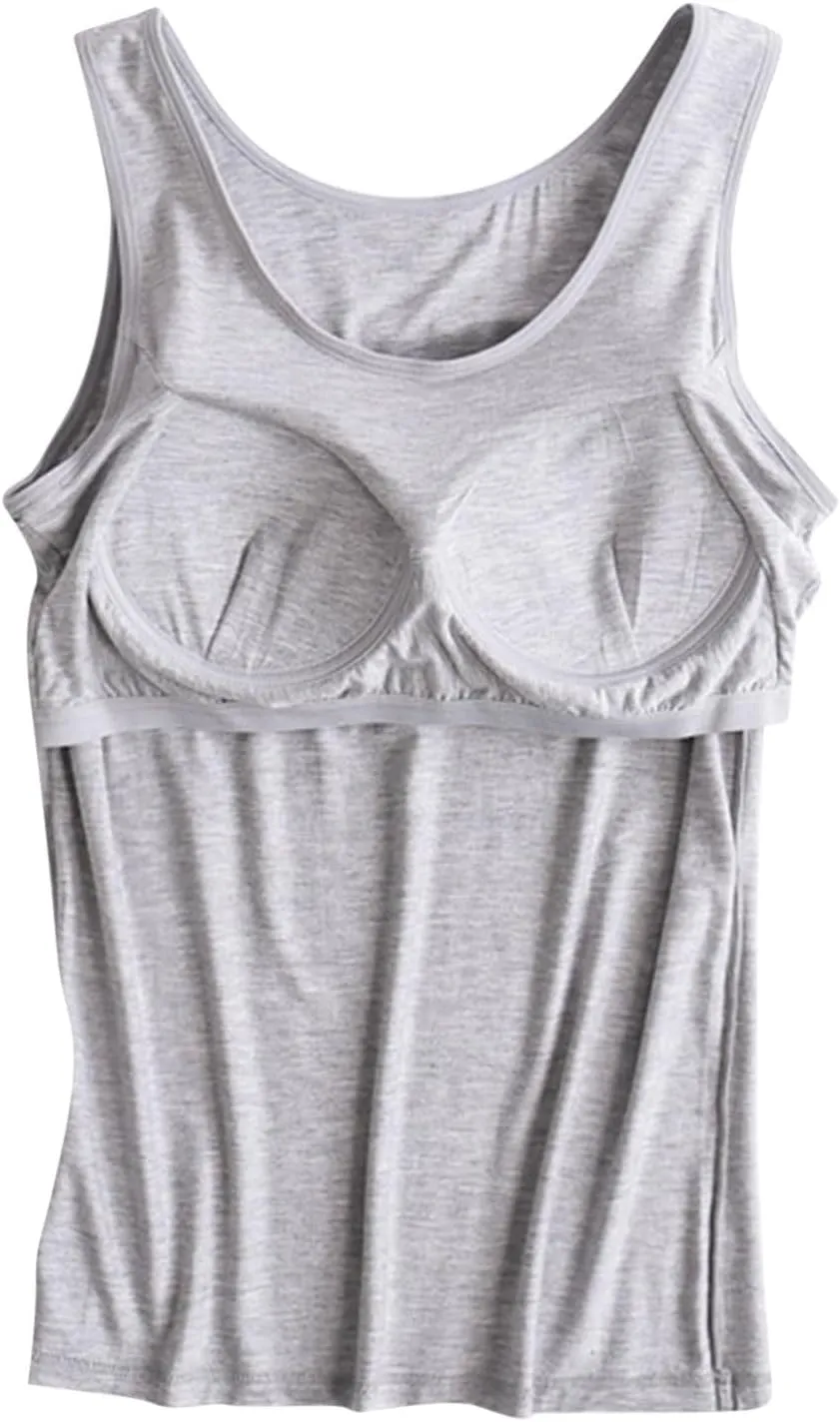 Workout Tank Tops for Women with Built in Bra U Neck Basic Camisole Comfort Summer Active Underwear Crop Tops Padded