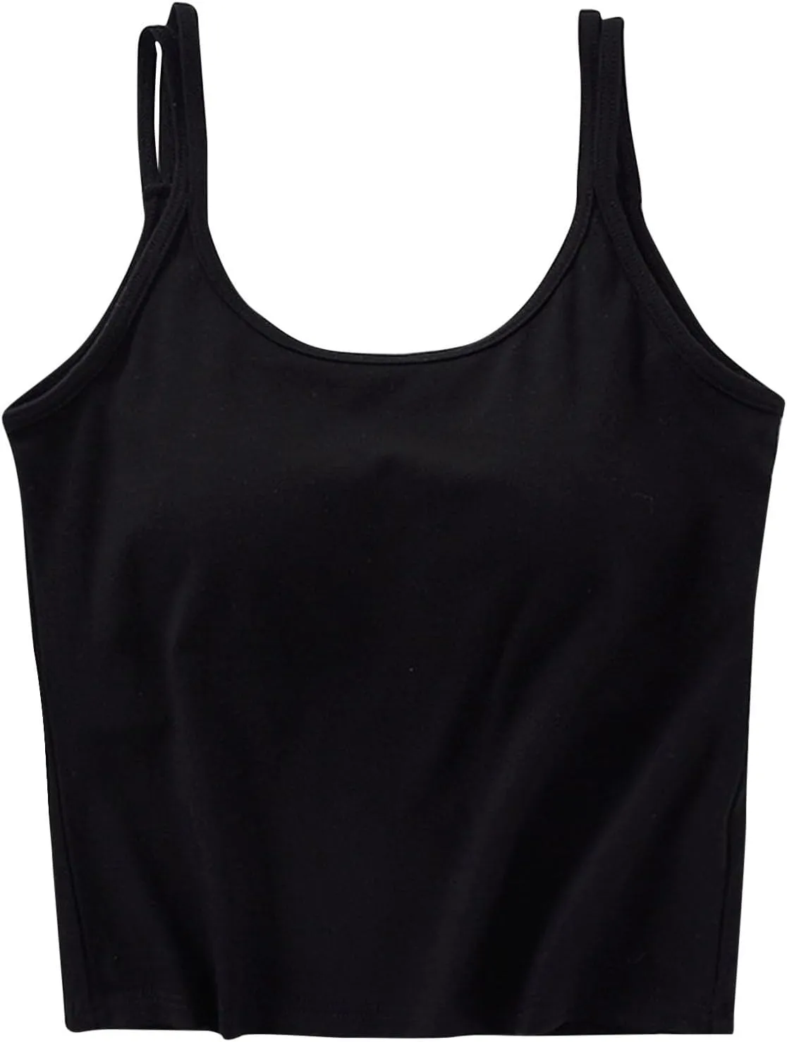 Workout Tops for Women Built in Bra Solid Basic Padded Underwear for Yoga U Neck Slim Athletic Camisole Tops 2025