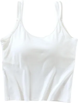 Workout Tops for Women Built in Bra Solid Basic Padded Underwear for Yoga U Neck Slim Athletic Camisole Tops 2025