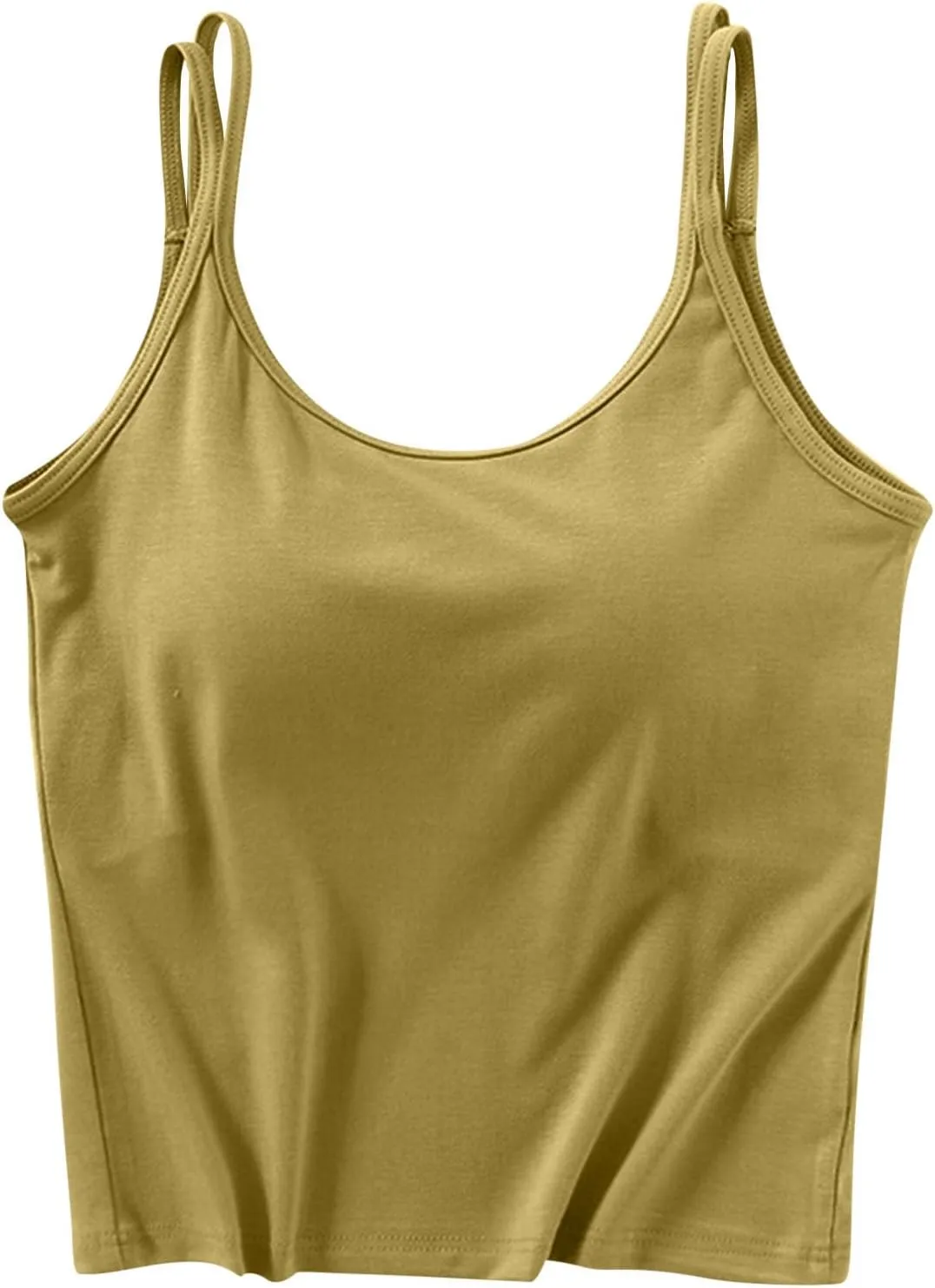 Workout Tops for Women Built in Bra Solid Basic Padded Underwear for Yoga U Neck Slim Athletic Camisole Tops 2025