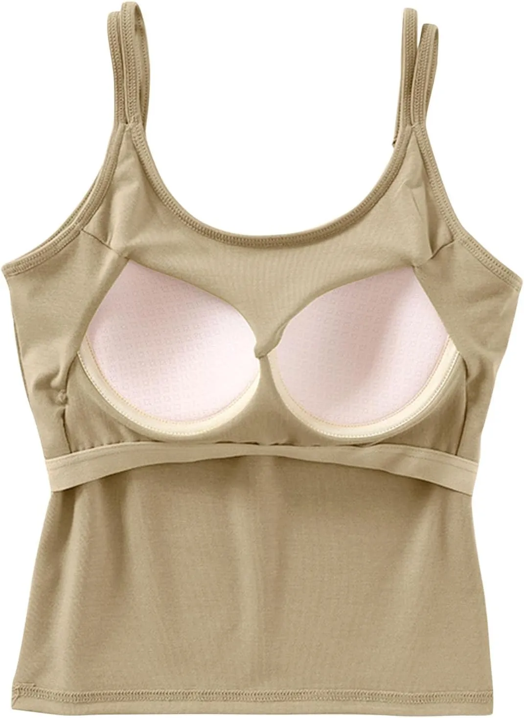 Workout Tops for Women Built in Bra Solid Basic Padded Underwear for Yoga U Neck Slim Athletic Camisole Tops 2025